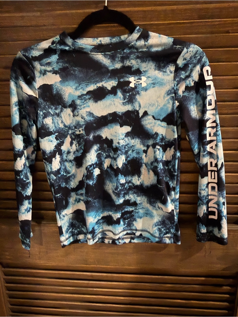 Boys SPF Under Armour Blue Black White Tie-Dye Performance Top